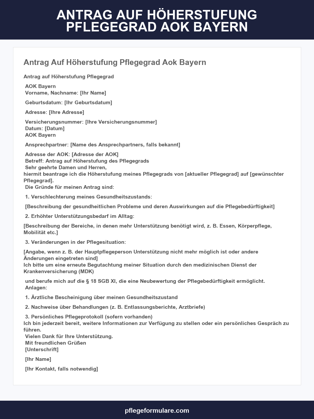 Antrag Auf Höherstufung Pflegegrad Aok Bayern