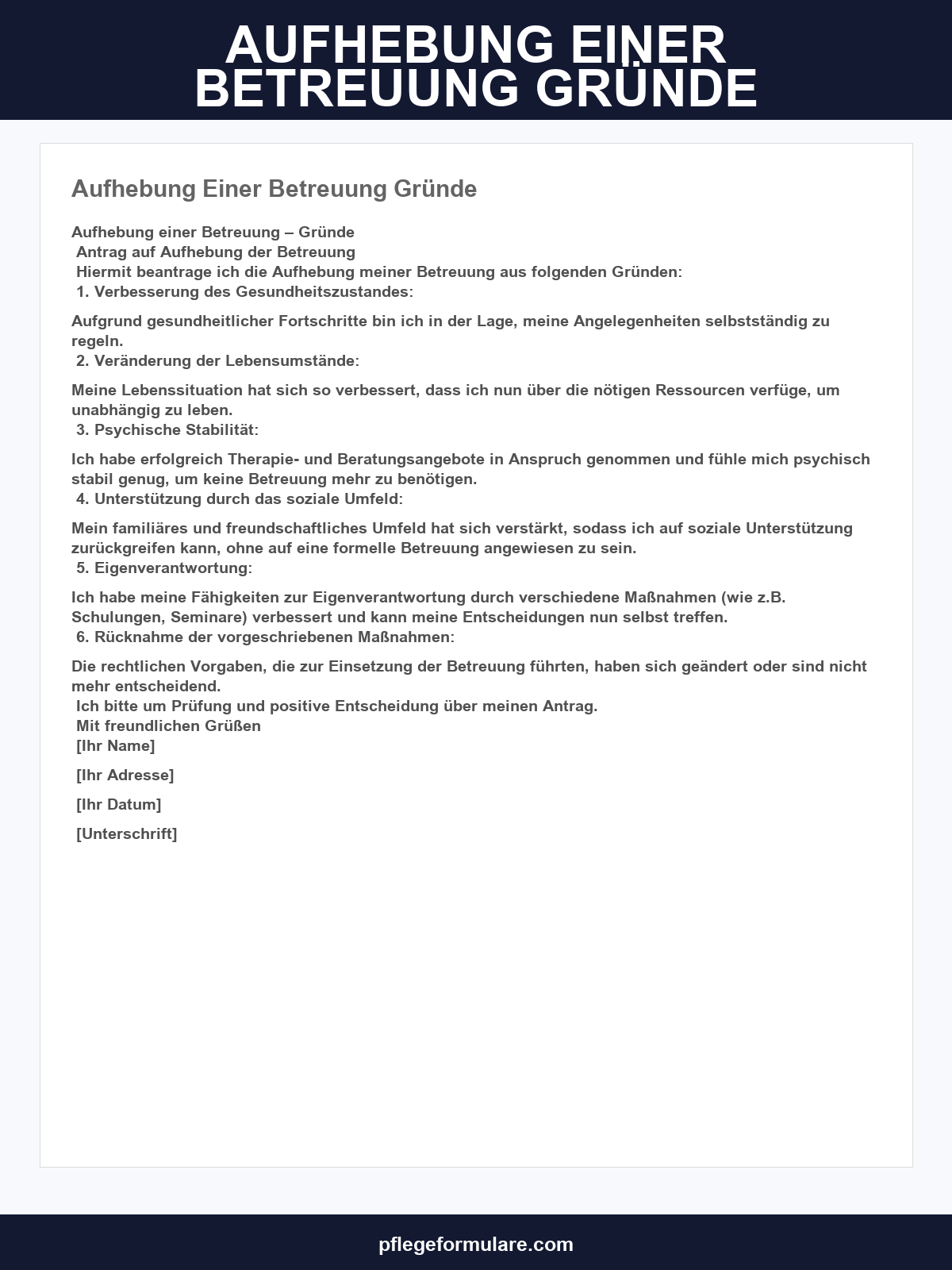 Aufhebung Einer Betreuung Gründe Musterschreiben