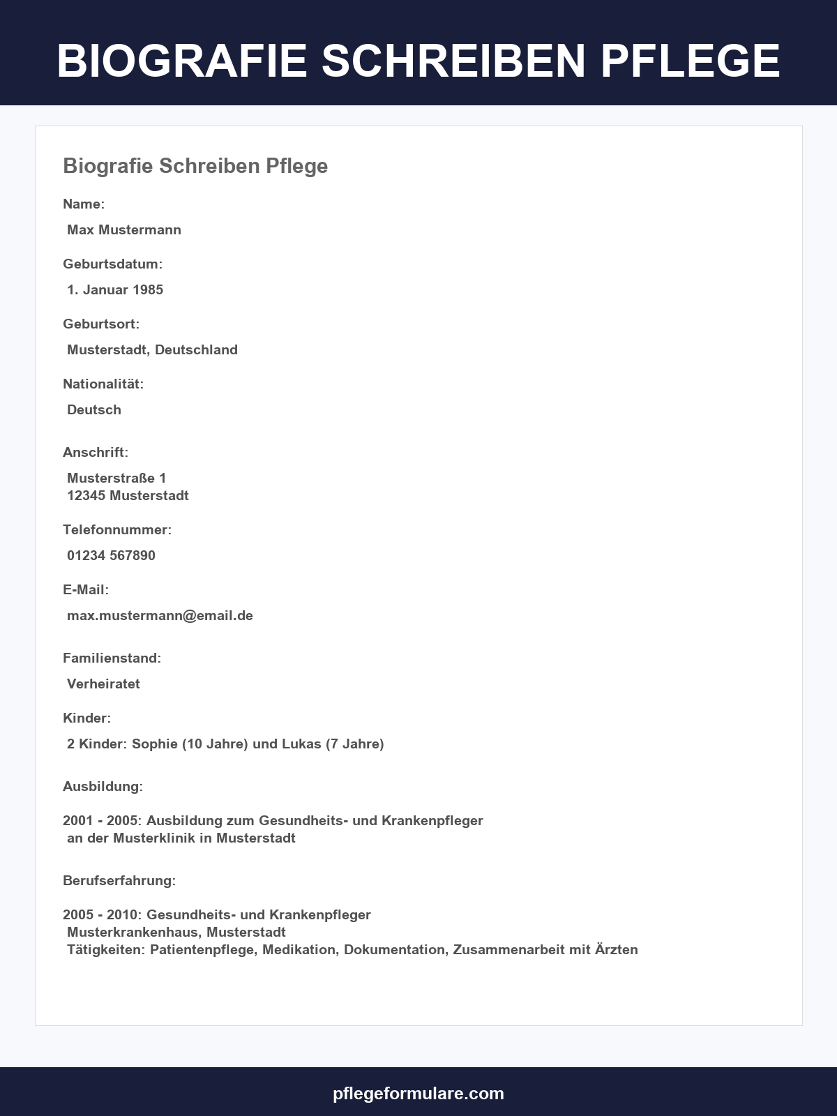 Biografie Schreiben Pflege Muster