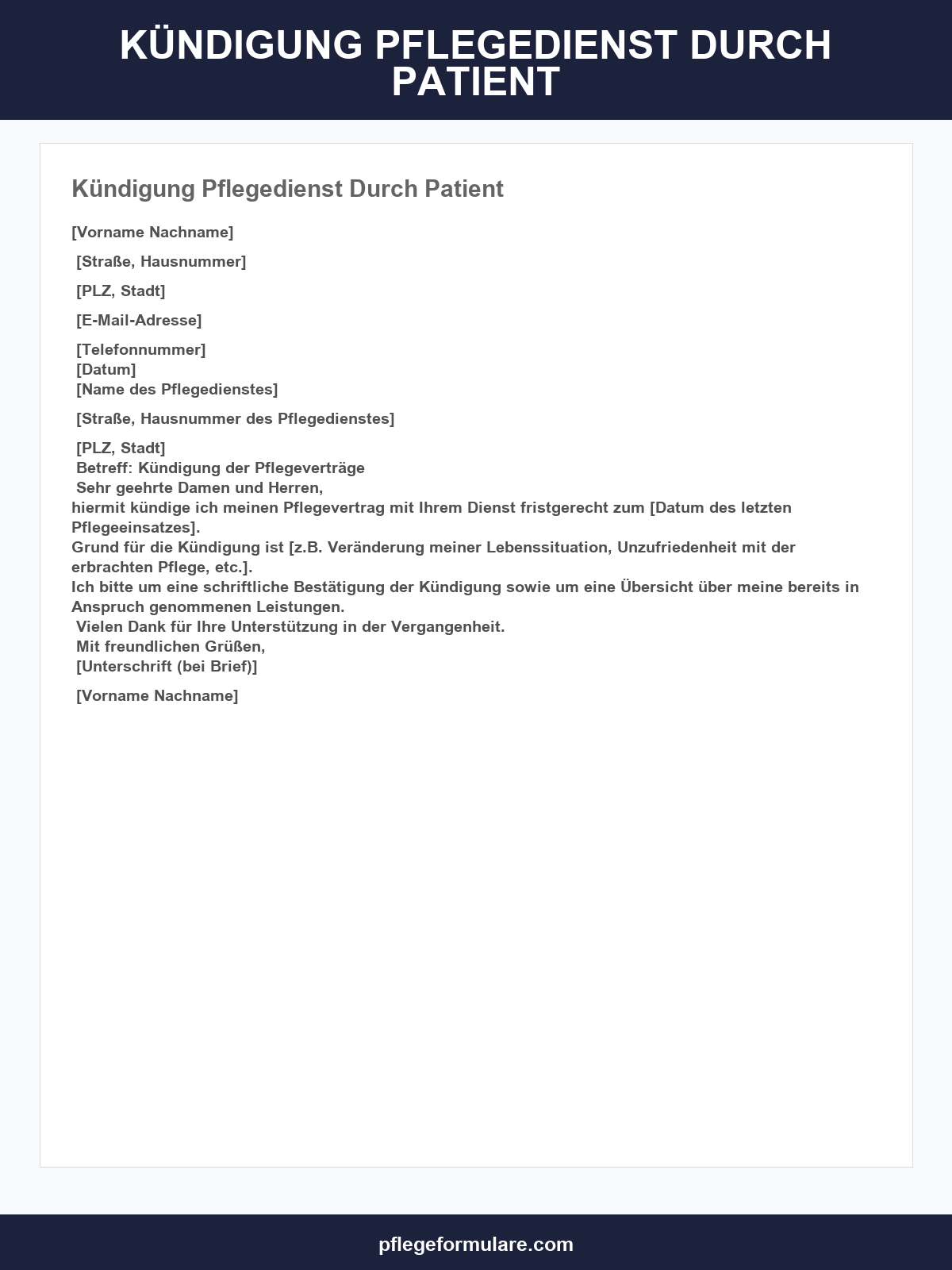 Kündigung Pflegedienst Durch Patient