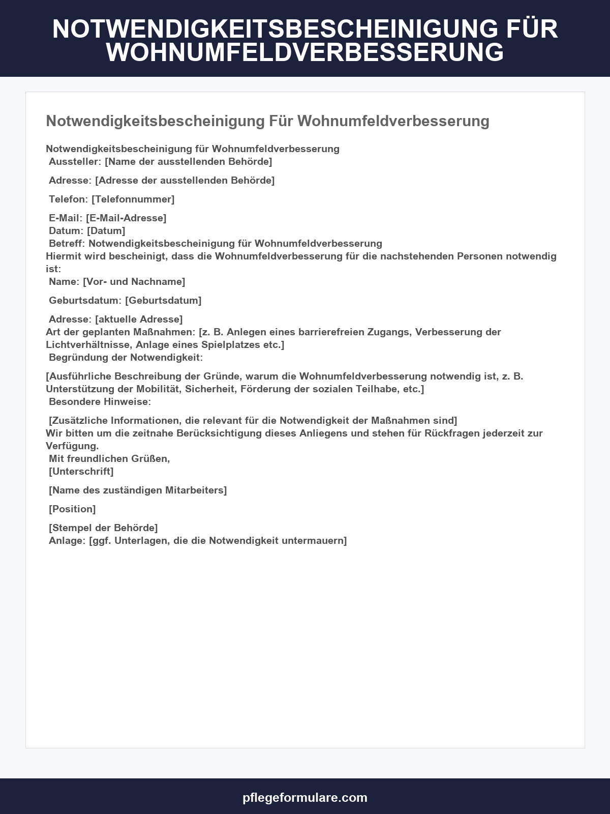 Notwendigkeitsbescheinigung Für Wohnumfeldverbesserung Vordruck